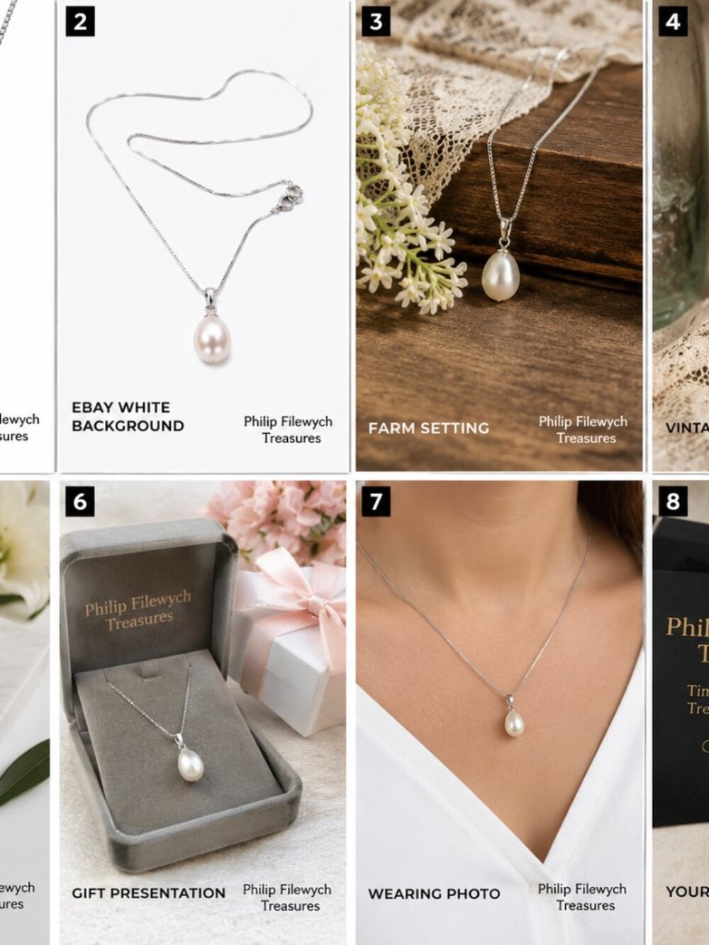 NC-10--White Freshwater Pearl Pendant Necklace